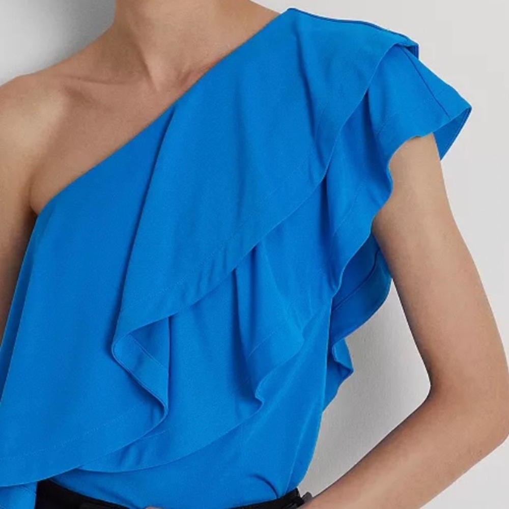 LAUREN RALPH LAUREN
Ruffle-Trim One-Shoulder Jersey Top